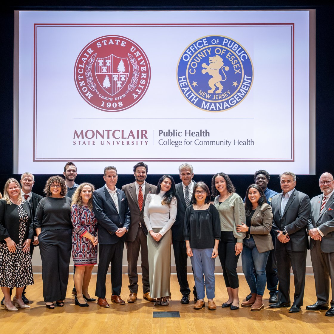 Montclair State University and Essex County Health members celebrate a new partnership.