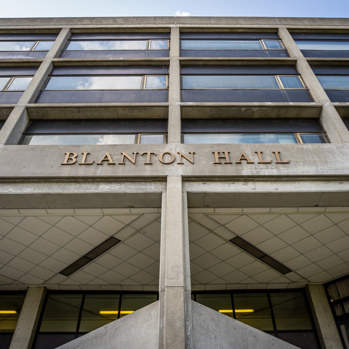 exterior shot of blanton hall