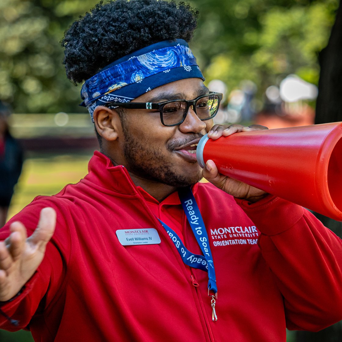 Student with megaphone