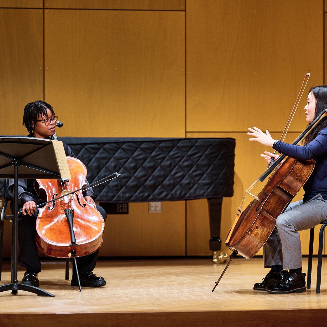 Cali Pathways cellist with cello professor Tomoko Fujita