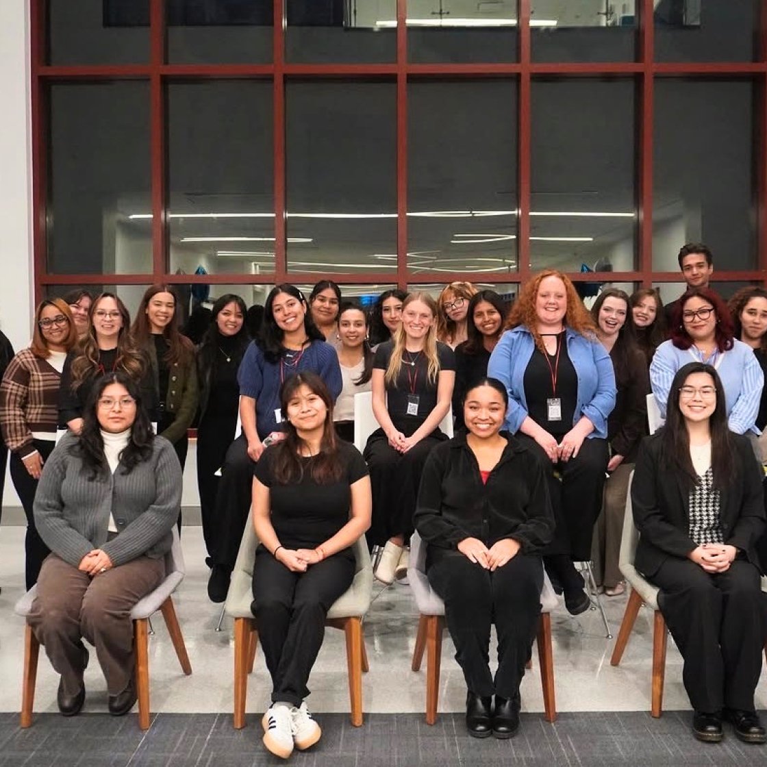 RSSA students and guest speakers pose for a group photo at one of their on-campus networking events.