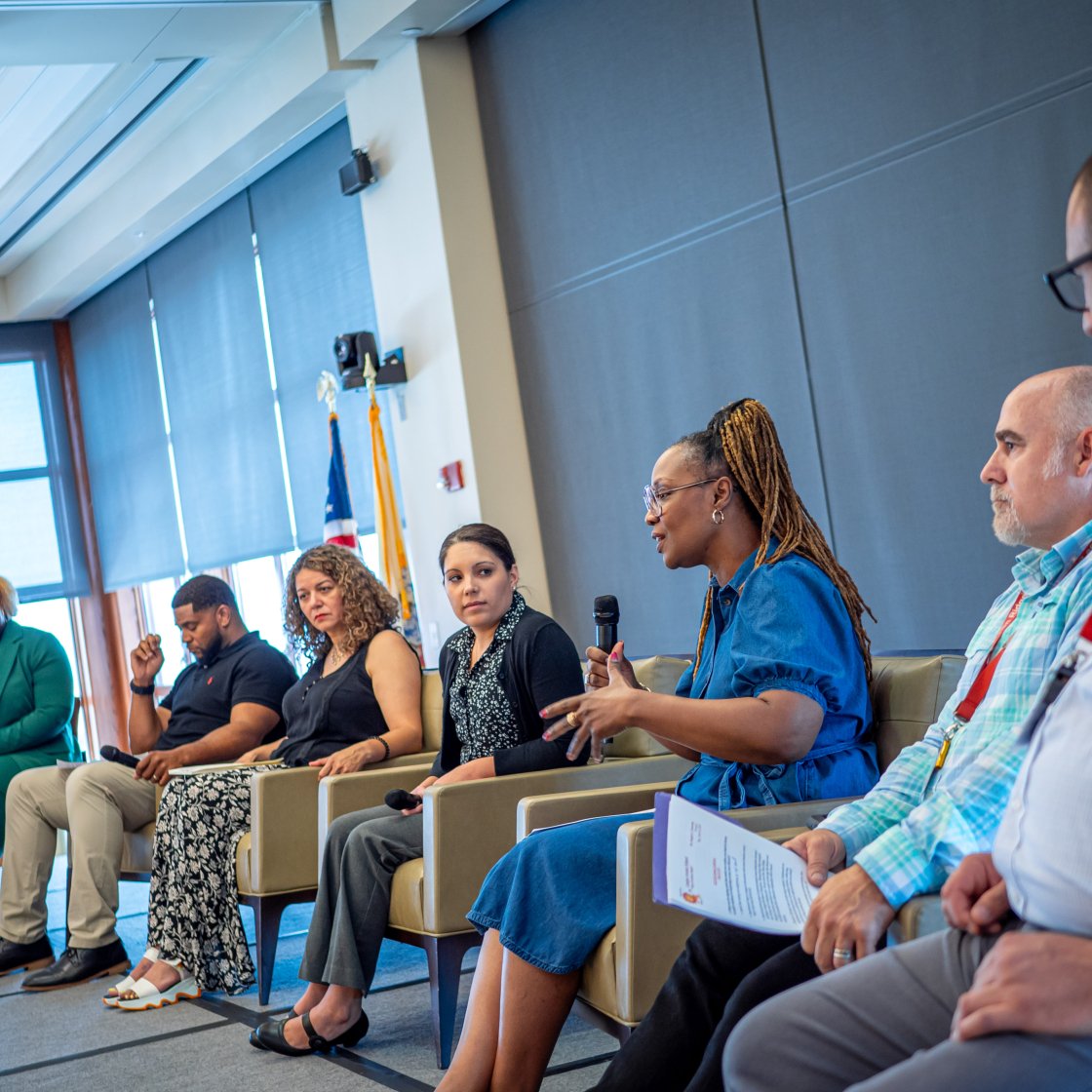 wide view of a group of panelists