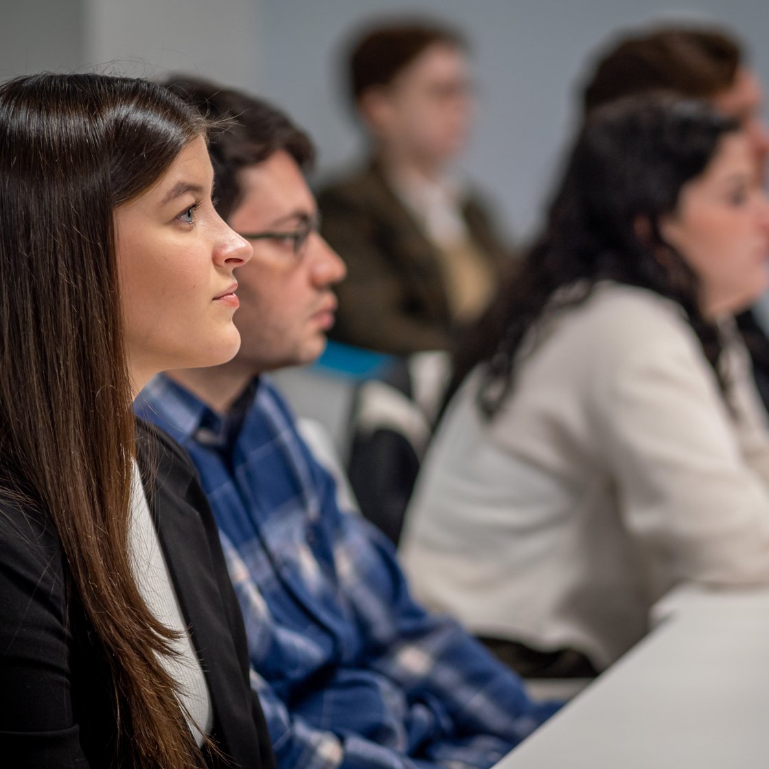 Students attentively in class.