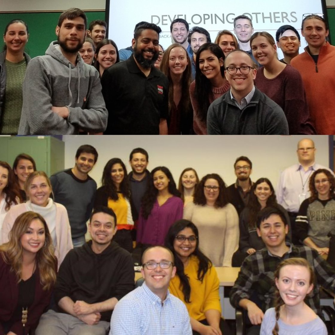 A composite of two images depicting group photos of Montclair State University alumni
