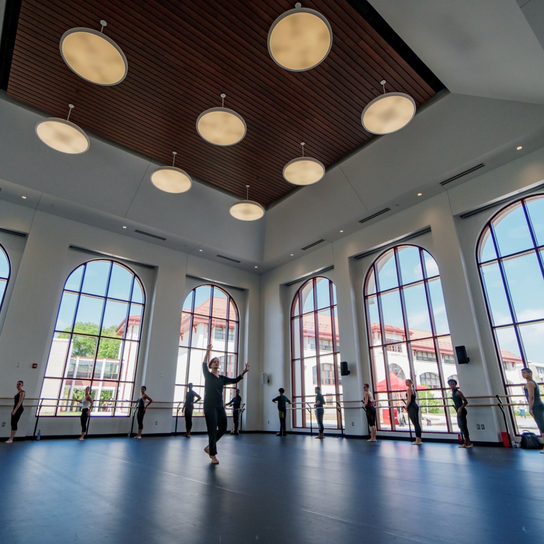 Dance studio with dancers taking a class
