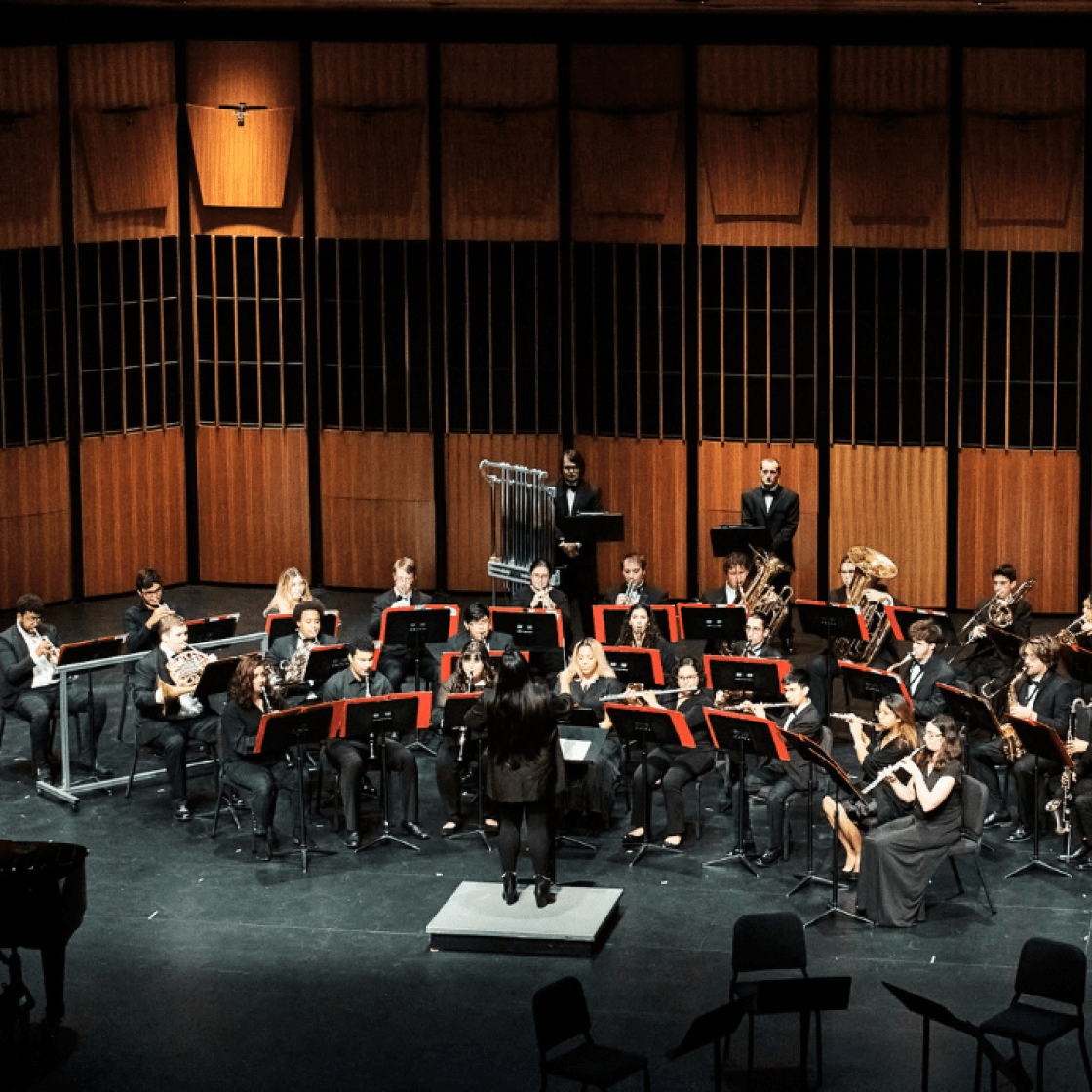 Campus band on stage performing