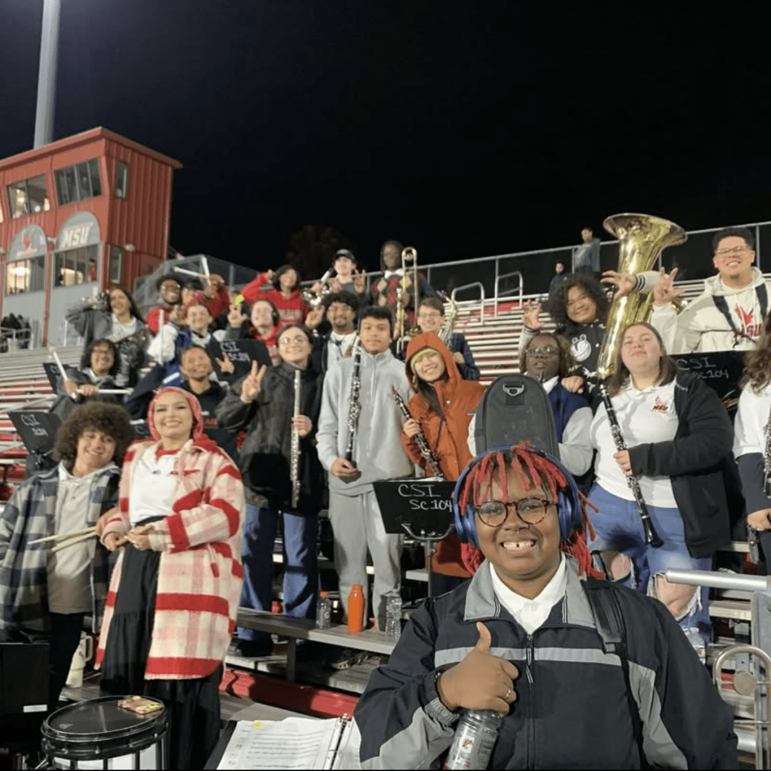 Cali School of Music pep band at football game
