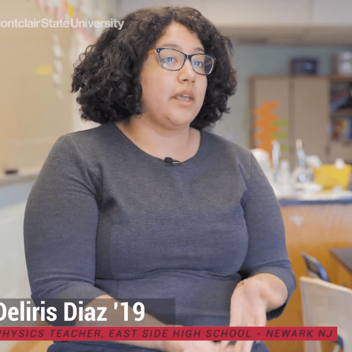 alum Deliris Diaz talks to camera