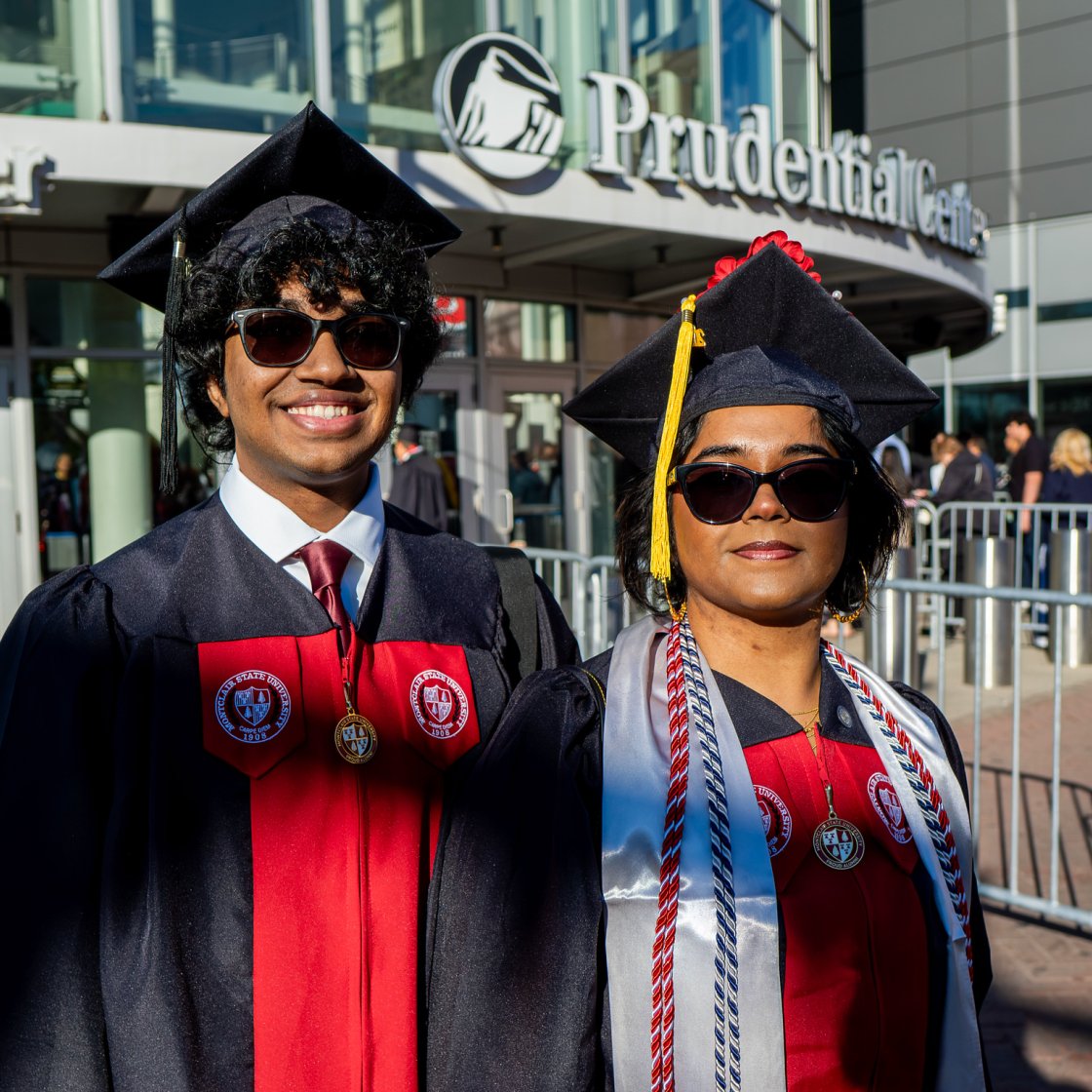 Graduates outside Prudential Center entrance