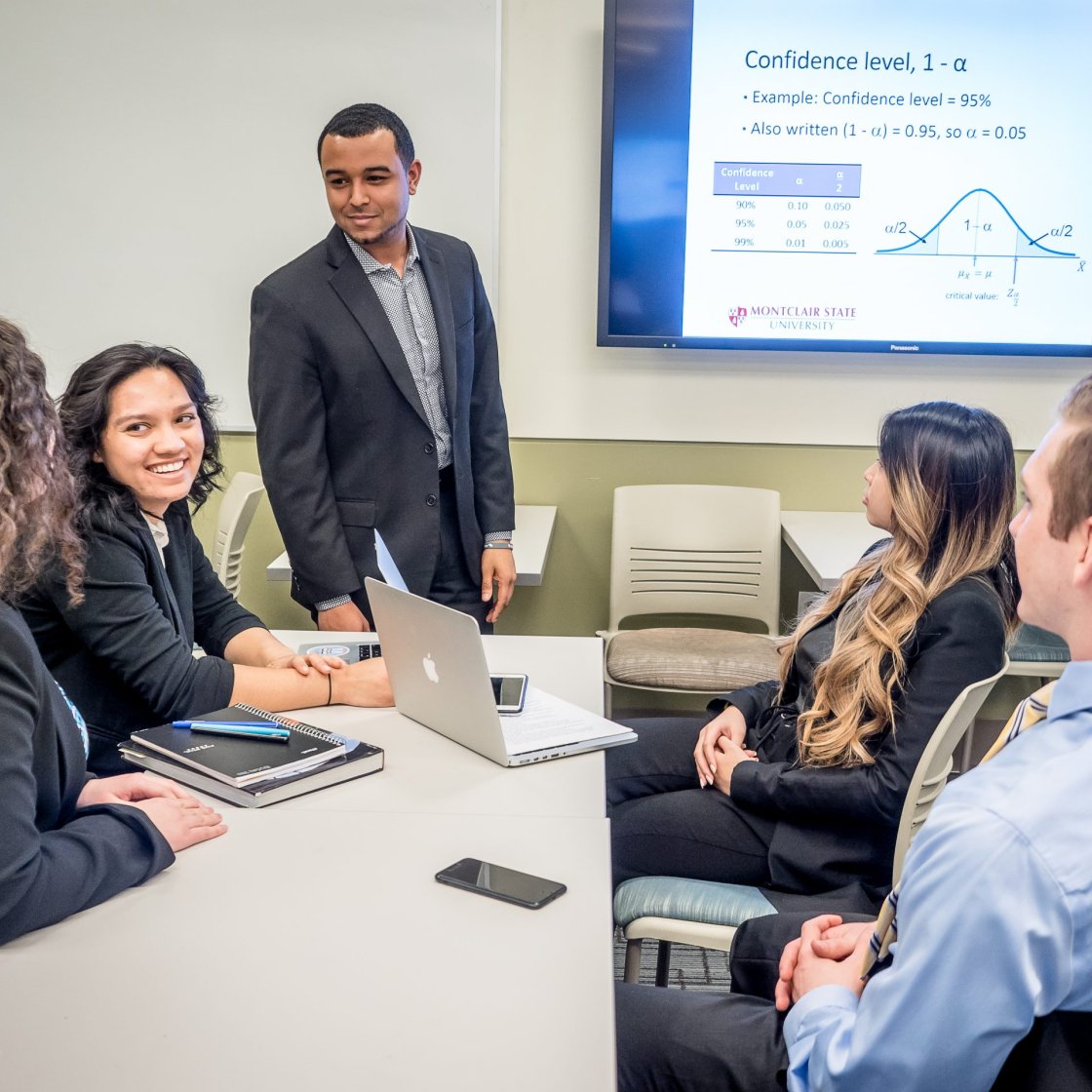 students of Business school working together