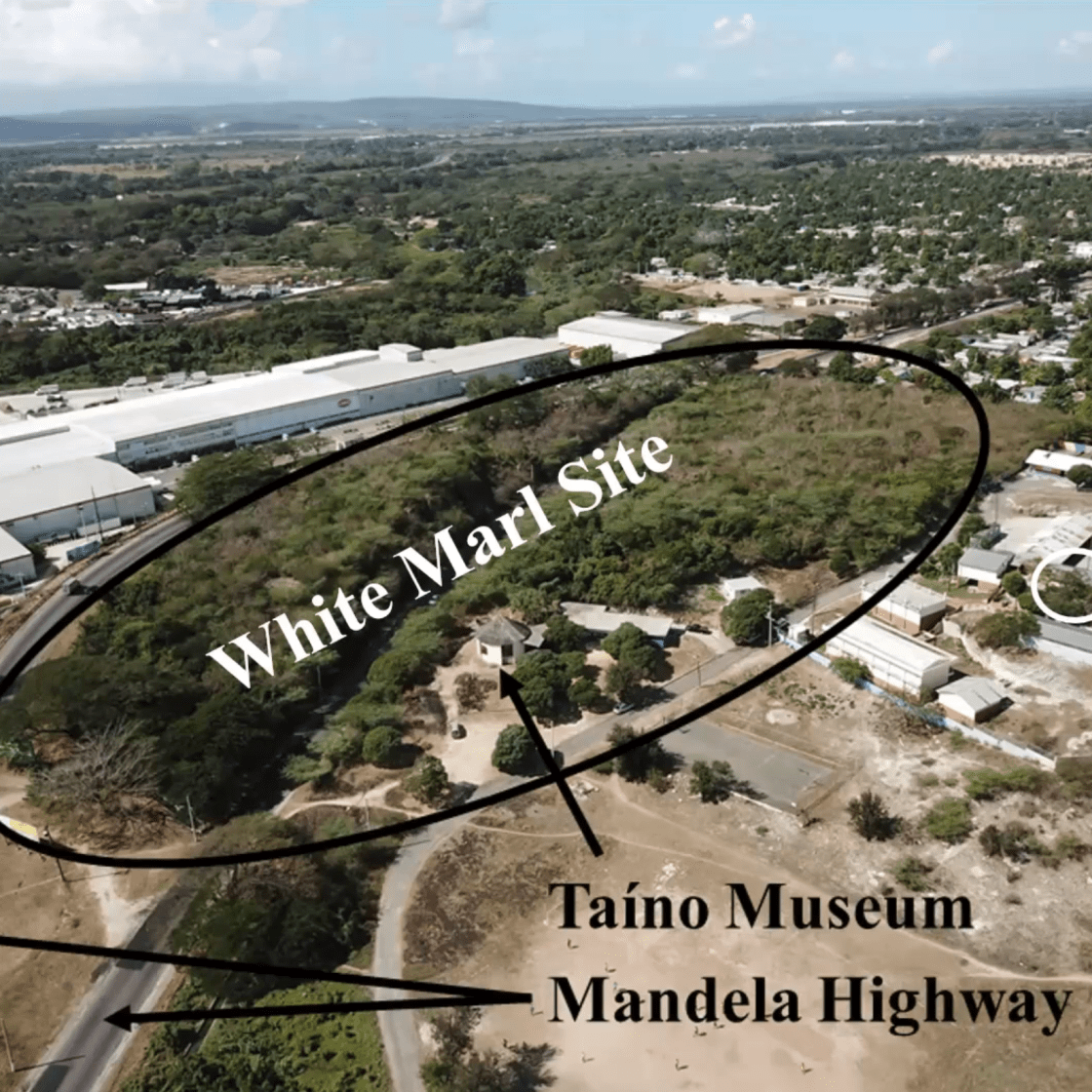 A aerial view of the White Marl site