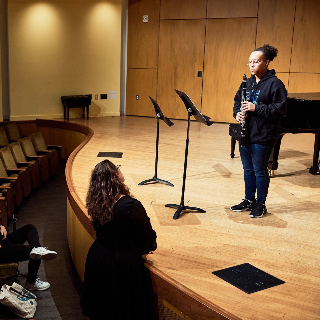 Cali Pathways student on stage in masterclass