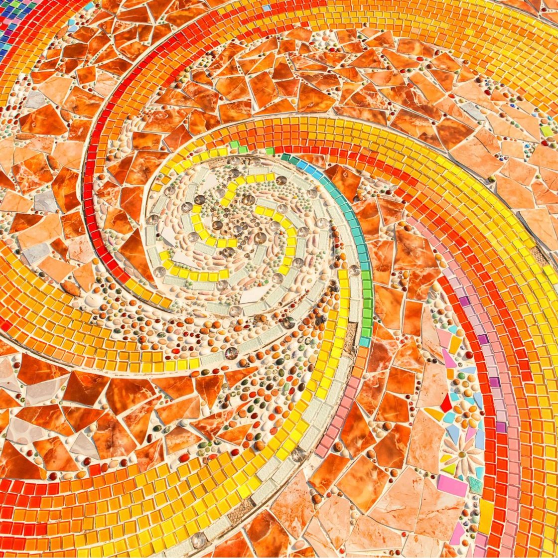 A swirling moasic of warm colors