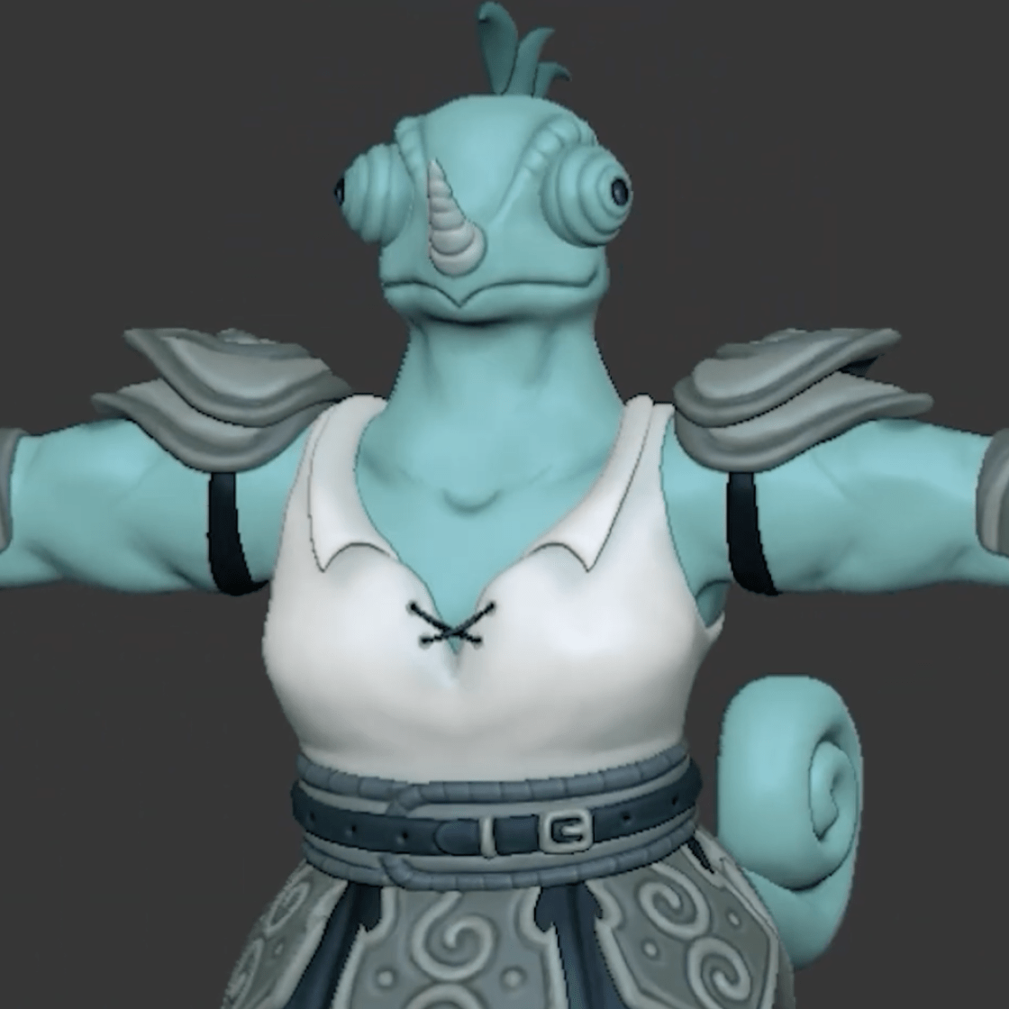 Animation of a lizard creature with arms out.