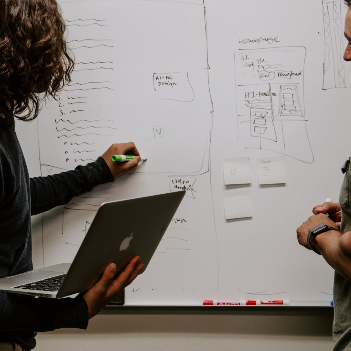 researchers using white board