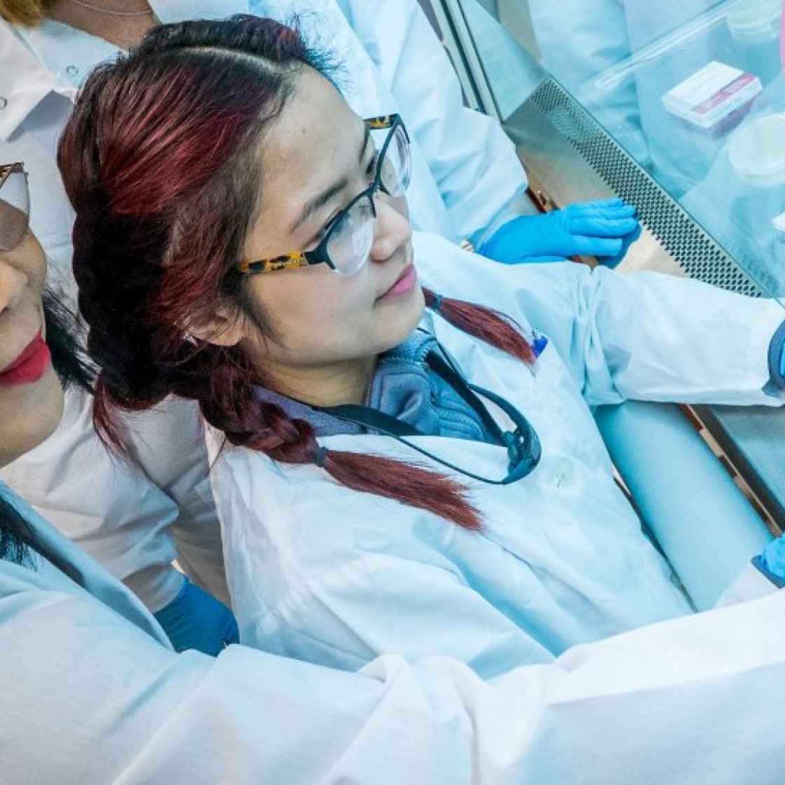Student and professor working in lab