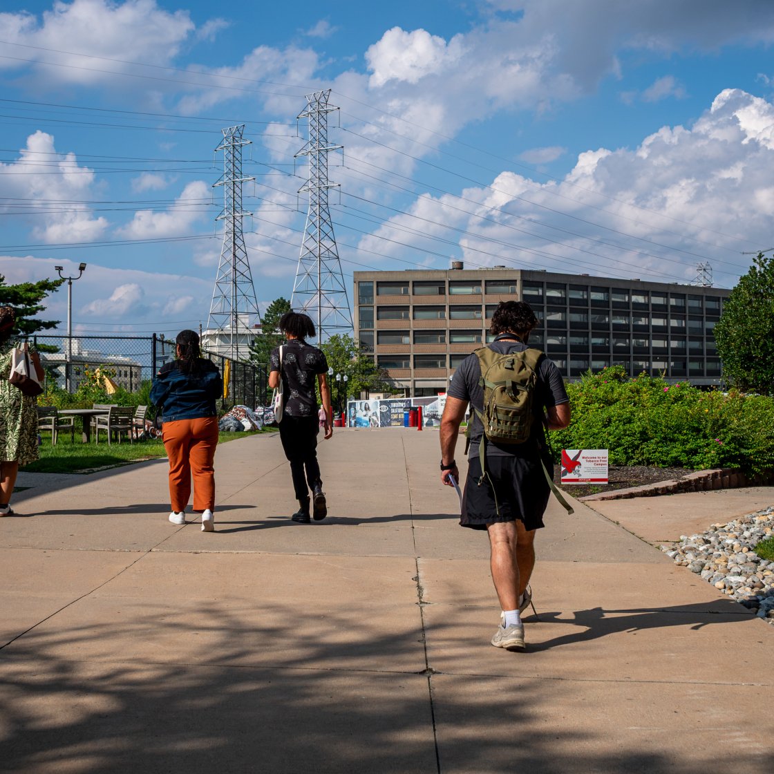 students walking to blanton hall