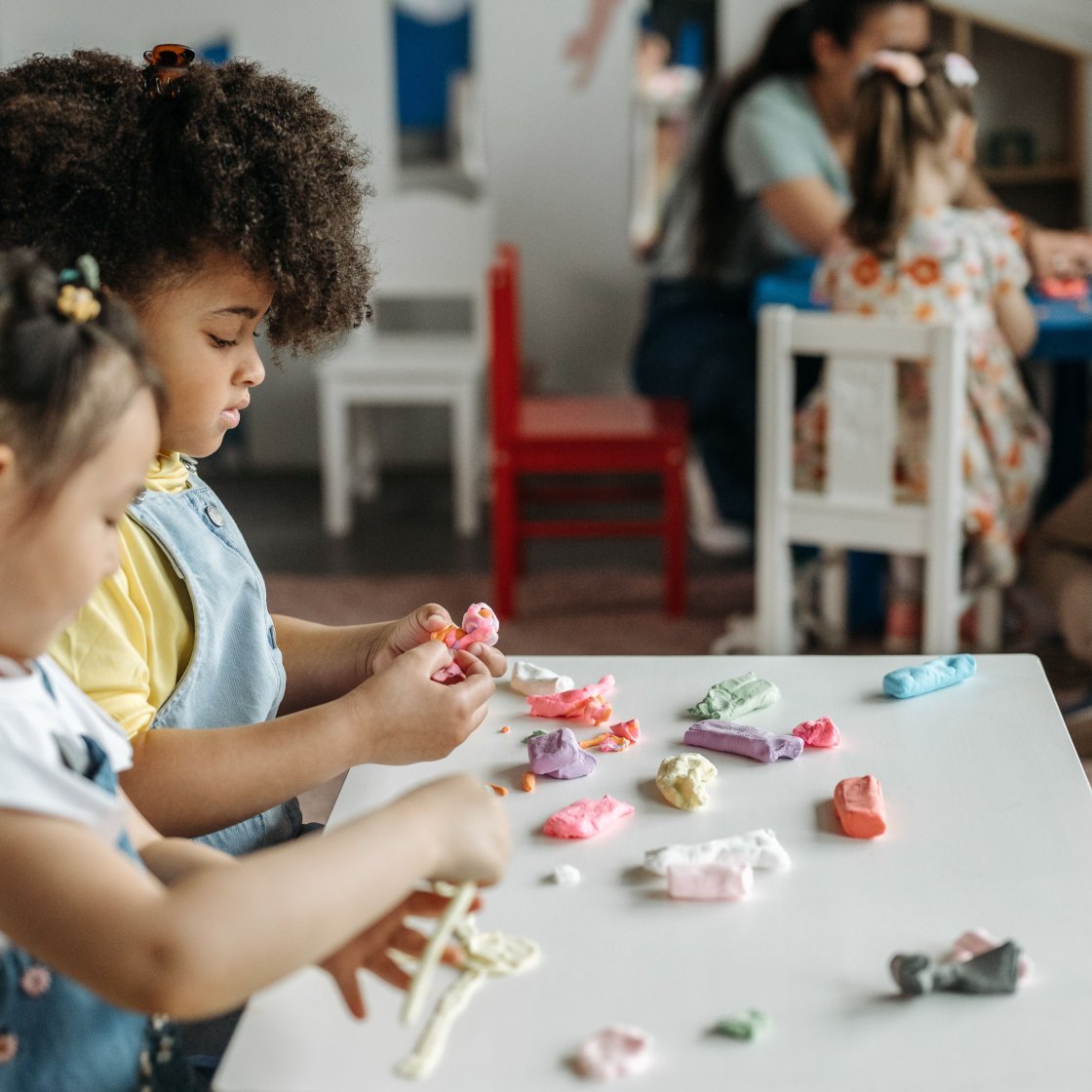 children playing on table