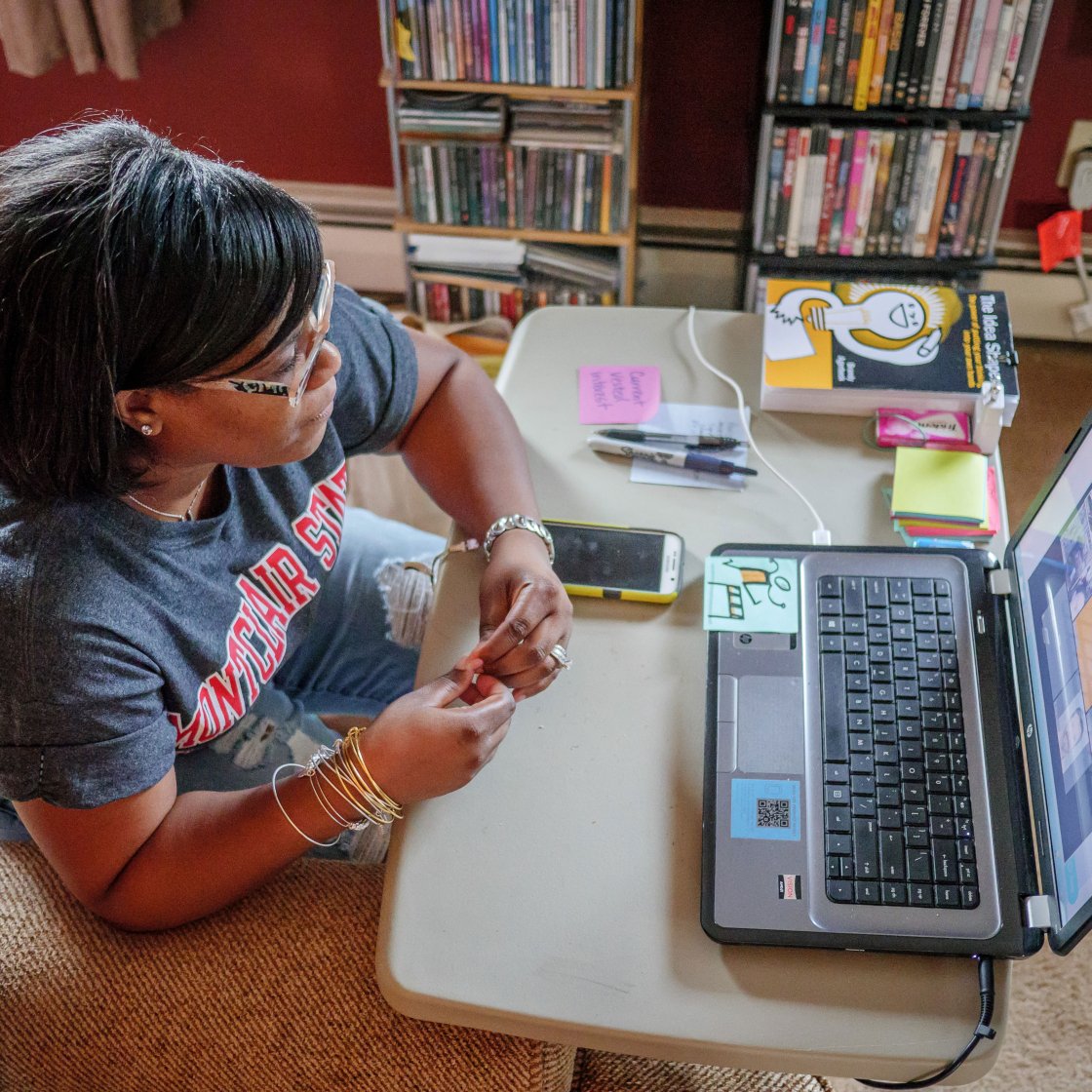Online learner on laptop