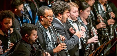 Clarinet choir on stage for Kaleidoscope