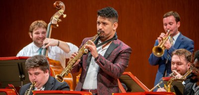Saxophone student on stage at the MET