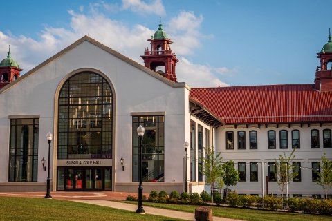 wide view of the atrium of the renamed Cole Hall