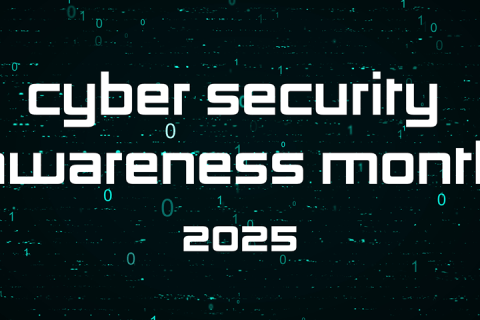 Matrix background with text that says Cyber security awareness month 2025