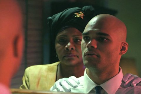 Tony Award winner Tonya Pinkins, left, as Shakita, is pictured with Montclair State University alum Ethan Edward Metz as Jacob Freeman in ‘The Freemans' Oath,.'
