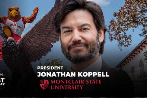 President Koppell Headshot in front of Lost in NJ Podcast Logo