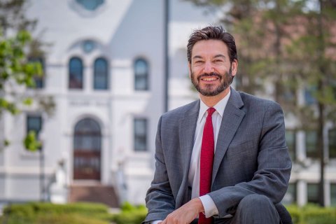 President Koppell infront of Cole Hall