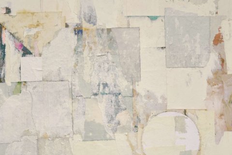 abstract artwork with different shapes that are white and gray
