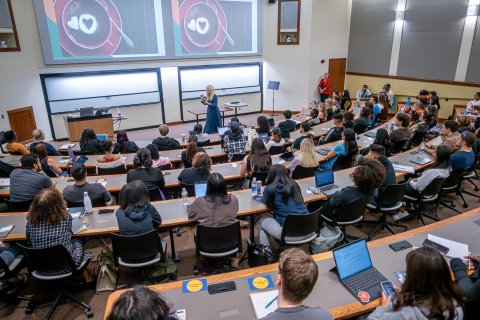 a group of students attend a lecture