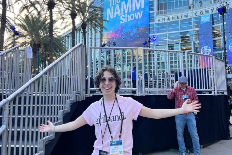 Student Alexa Tabbacchino '24 at NAMM in Anaheim, CA