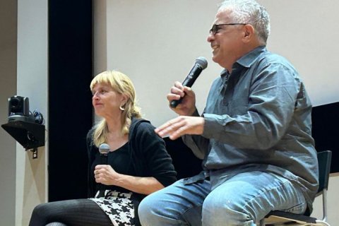 Sabine Hoffmann, ACE, and Tony Spiridakis at the ReelAbilities NJ Film Festival screening of the movie Ezra with a talkback following the film.