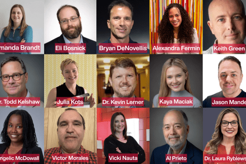 Collage of all newly appointed and promoted staff and faculty at the College of Communication and Media.