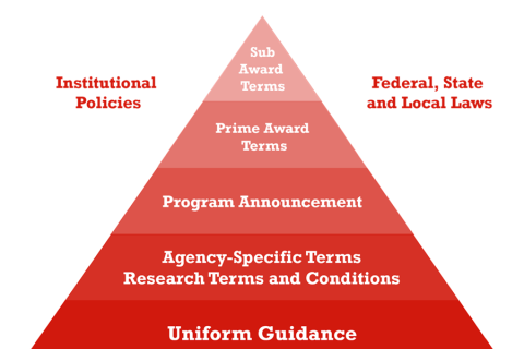 diagram displaying the hierarchy of laws and regulations for federal and institutional policy