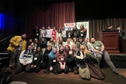 Members of the WMSC Radio team at the  Intercollegiate Broadcasting Systems (IBS) Awards ceremony in New York City on March 8.