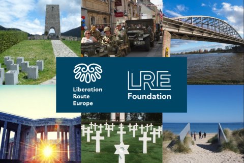 A composite image of scenes  from modern day locations of WW2 in Italy