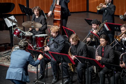 Jazz Ensemble on stage performing