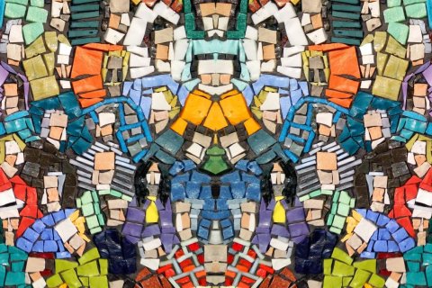 A multicolored tile mosaic