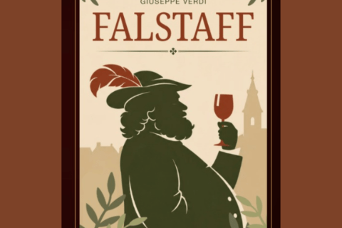 Falstaff drinking wine with feather in cap