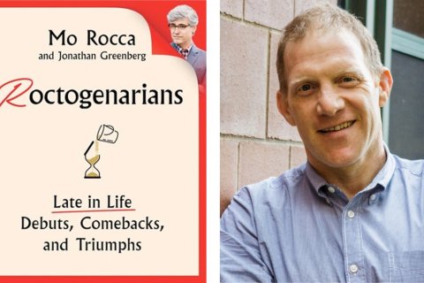 A composite image of an ad for a lecture beside a headshot of Jonathan Greenberg