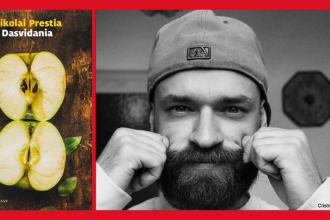 A composite image of the cover of the book "Dasvidania" by Nikolai Prestia and the headshot of Nikolai Prestia