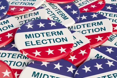 Image of Midterm Election Buttons - flag -themed