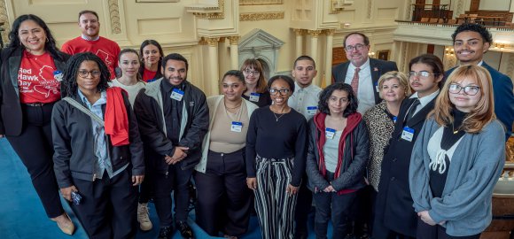 Montclair State University students at the State Capitol building in Trenton, New Jersey