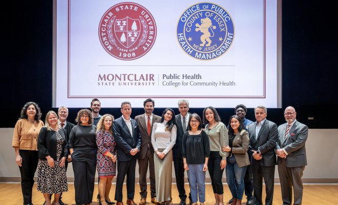 Montclair State University and Essex County Health members celebrate a new partnership.