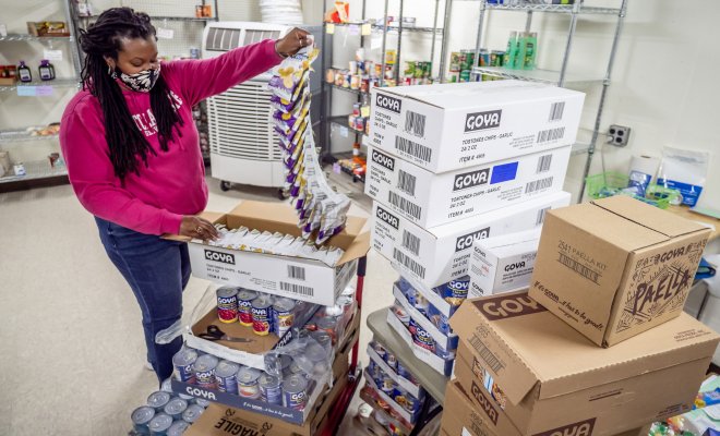 woman unpacking boxes