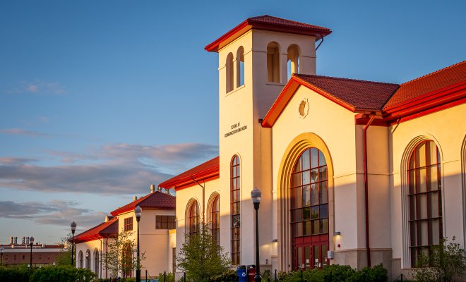 A picture of Montclair's School of Communication and Media building.