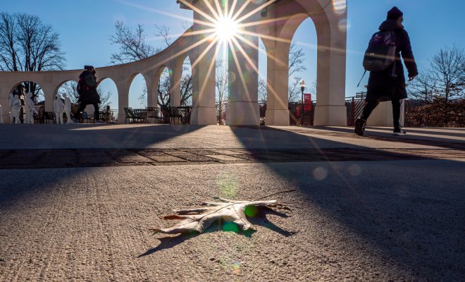 Sunlight shining through archway