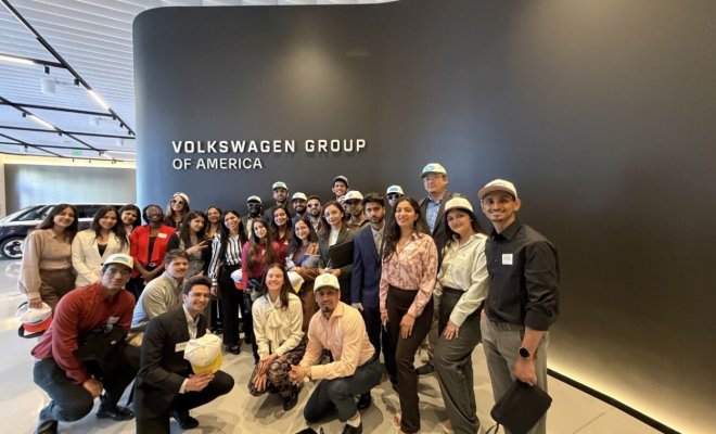 Photo of group of students attending AI event
